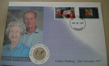 Load image into Gallery viewer, 1947-1997 WEDDING DAY &amp; GOLDEN WEDDING QEII &amp; PRINCE PHILIP DOUBLE STAMP COVER
