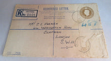 Load image into Gallery viewer, KING GEORGE VI REGISTERED LETTER 51/2d USED IN CLEAR FRONTED HOLDER
