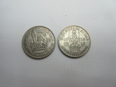 1939 KING GEORGE VI SILVER SHILLING ENLISH & SCOTTISH COLLECTABLE GRADE