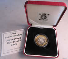 Load image into Gallery viewer, 1998 £2 SHOULDERS OF GIANTS SILVER PROOF TWO POUND COIN BOXED ROYAL MINT COIN
