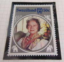 Load image into Gallery viewer, 1985 HMQE QUEEN MOTHER 85th ANNIV COLLECTION SWAZILAND STAMPS ALBUM SHEET
