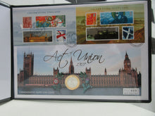 Load image into Gallery viewer, 2007 ACT OF UNION ROYAL MINT COMMEMORATIVE SILVER UK £2 COIN. COA &amp; PADDED ALBUM
