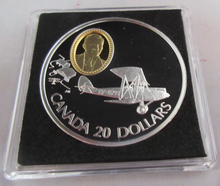 Load image into Gallery viewer, 1992 HISTORY OF POWERED FLIGHT GIPSY MOTH 1oz SILVER PROOF CANADA $20 COIN BOXED
