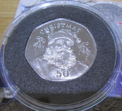 2017 GIBRALTAR Christmas 50p Coin Father Christmas NEW BUNC in lighthouse capsul