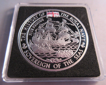 Load image into Gallery viewer, 2003 HISTORY OF THE ROYAL NAVY HMS SOVEREIGN OF THE SEAS SILVER PROOF £5 R/MINT
