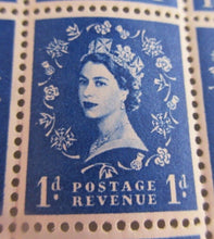 Load image into Gallery viewer, 1952-65 QEII 1d STAMPS CORNER BLOCK OF 12 STAMPS IN STAMP HOLDER
