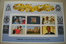 Load image into Gallery viewer, 1947-1997 THE GOLDEN WEDDING ANNIVERSARY QEII PP LIBERIA 6 MNH STAMPS/INFO SHEET
