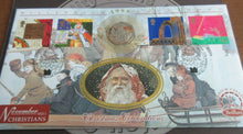 Load image into Gallery viewer, 1999 FATHER CHRISTMAS GIBRALTAR PROOF 50P COIN VERY SCARCE BENHAM SILK PNC +COA
