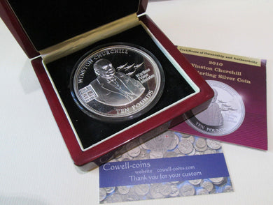 2010 £10 SILVER PROOF 5 oz COIN WINSTON CHURCHILL WARTIME PRIME MINISTER 250 WW