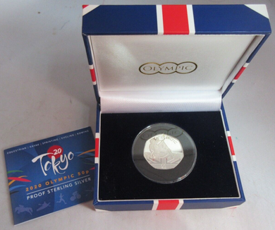 TOKYO 2020 SUMMER OLYMPIC KAYAK SILVER PROOF FIFTY PENCE 50P 2021 BOX & COA