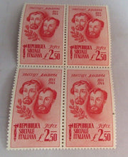 Load image into Gallery viewer, 1944 ITALY SOCIALIST REPUBLIC £2.50 STAMPS BLOCK OF 4 STAMPS IN STAMP HOLDER
