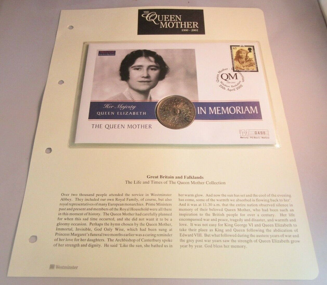 1900-2002 HER MAJESTY THE QUEEN MOTHER IN MEMORIAM BUNC CROWN COIN/PNC