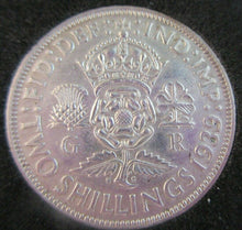 Load image into Gallery viewer, 1939 KING GEORGE VI BARE HEAD .500 SILVER FLORIN TWO SHILLING COIN WITH CAPSULE
