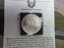 Load image into Gallery viewer, 2006 USA SILVER EAGLE 1 TROY OUNCE OF .999 SILVER ACE OF CLUBS PRIVY BOX &amp; COA
