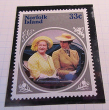 Load image into Gallery viewer, 1985 HMQE QUEEN MOTHER 85th ANNIV COLLECTION NORFOLK ISLAND STAMPS ALBUM SHEET
