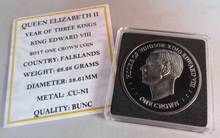 Load image into Gallery viewer, 2017 YEAR OF THREE KINGS KING EDWARD VIII FALKLAND ISLAND ONE CROWN COIN CAP&amp;COA
