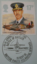 Load image into Gallery viewer, 1986 46TH ANNIV OF THE BATTLE OF BRITAIN SIGNED FLOWN G/C W D DAVID STAMP COVER
