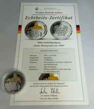 Load image into Gallery viewer, 20 YEARS OF GERMAN UNITY NEW TRAVEL LAW OF 1989 SILVER PROOF MEDAL WITH COA
