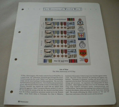 1945-1995 ISLE OF MAN  50TH ANNIVERSARY OF VJ-DAY STAMPS MNH & INFORMATION SHEET