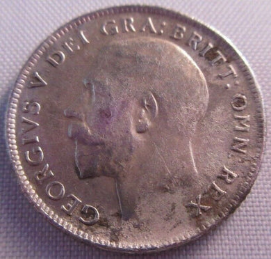 1914 KING GEORGE V BARE HEAD .925 SILVER SIXPENCE COIN IN CLEAR FLIP