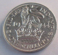 Load image into Gallery viewer, 1944 KING GEORGE VI BARE HEAD .500 SILVER aUNC ONE SHILLING COIN &amp; CLEAR FLIP E3
