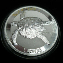 Load image into Gallery viewer, 2020 Green Turtle .999 Silver Reverse Frosted 1 Royal BIOT Coin Boxed Cc1
