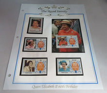 Load image into Gallery viewer, 1986 QUEEN ELIZABETH II 60TH BIRTHDAY SAINT LUCIA STAMPS &amp; ALBUM SHEET
