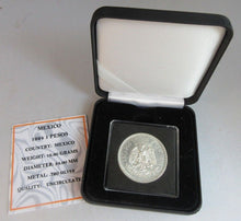 Load image into Gallery viewer, 1924 MEXICO ONE PESO SILVER aUNC WITH QUADRANT BOX &amp; CERTIFICATE OF AUTHENTICITY
