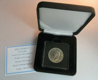 1950 KING GEORGE VI PROOF FLORIN TWO SHILLINGS COIN BOX & COA