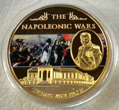 2013 THE NAPOLEONIC WARS GOLD PLATED TWENTY FIVE PENCE CROWN WITHIN CAPSULE