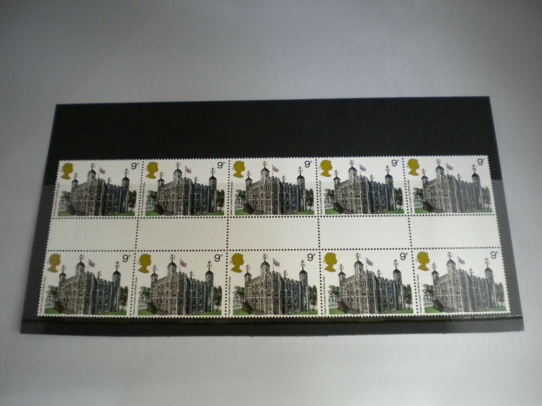 1978 TOWER OF LONDON THE WHITE TOWER 9p BLOCK OF 10 STAMPS MNH