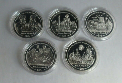 1805 - 2005 Battle of Trafalgar Nelson .925 Silver Proof BVI $10 Coins + Caps
