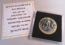 Load image into Gallery viewer, 2021 H G WELLS QEII BUNC £2 TWO POUND COIN WITH QUAD CAPSULE &amp; COA
