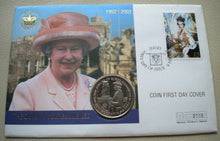 Load image into Gallery viewer, 2002 HM THE QUEEN&#39;S GOLDEN JUBILEE, BUNC ISLE OF MAN ONE CROWN COIN PNC/STAMP
