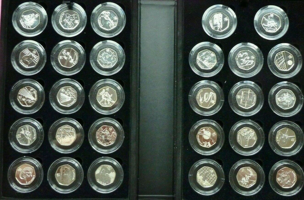2012 Royal Mint London Olympics Silver 50p Sport Collection Full Set COA + BOX