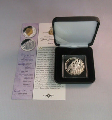 2002 Vivat Regina Golden Jubilee 1oz Silver Proof Jersey RM £5 Coin Box/COA