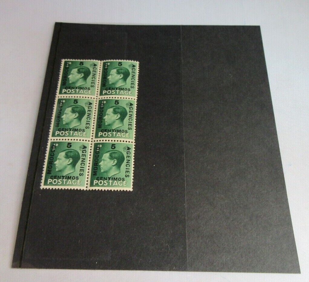 1936 MOROCCO AGENCIES STAMPS G.B OVERPRINT 5c BLOCK OF 6 STAMPS