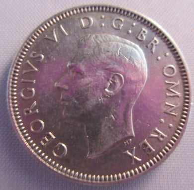 1938 KING GEORGE VI BARE HEAD .500 SILVER UNC ONE SHILLING COIN & CLEAR FLIP E1