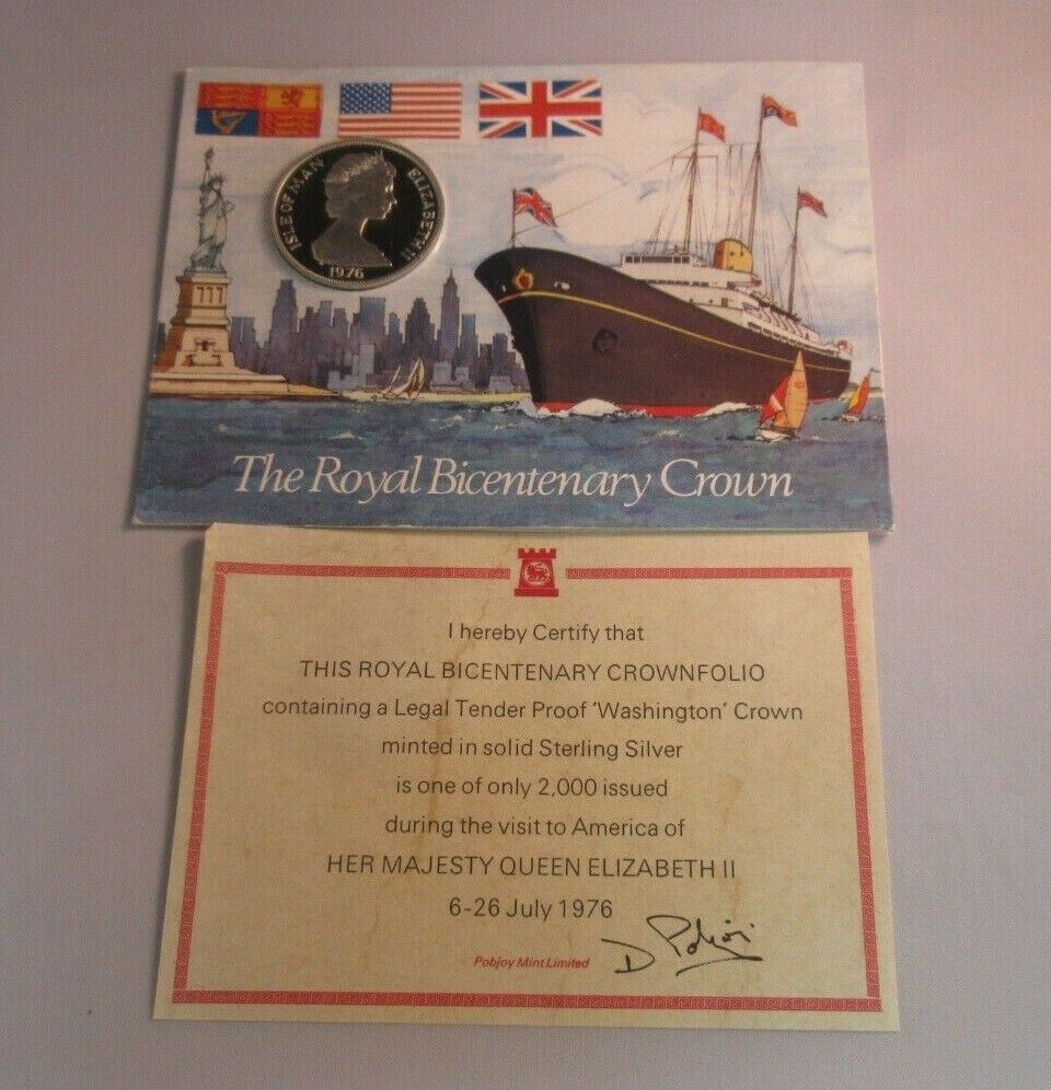 1976 Bicentenary of American Independence Silver Proof Isle of Man 1 Crown Pack
