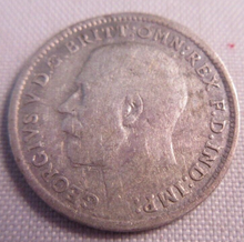 Load image into Gallery viewer, 1916 KING GEORGE V BARE HEAD .925 SILVER 3d THREE PENCE COIN IN CLEAR FLIP
