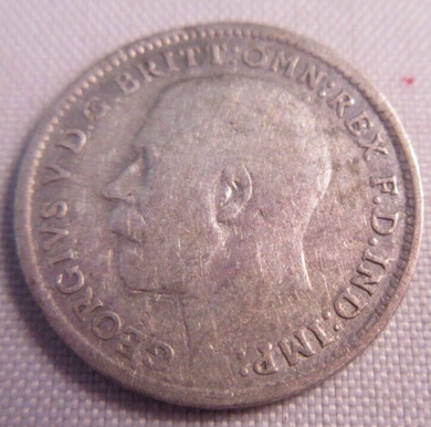 1916 KING GEORGE V BARE HEAD .925 SILVER 3d THREE PENCE COIN IN CLEAR FLIP