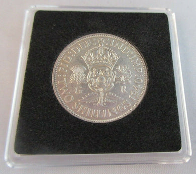 1940 KING GEORGE VI BARE HEAD .500 SILVER FLORIN TWO SHILLING COIN WITH CAPSULE