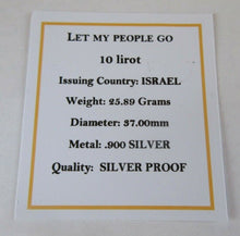 Load image into Gallery viewer, 1971 LET MY PEOPLE GO SILVER PROOF ISRAEL 10 LIROT .900 SILVER COIN BOX &amp; COA
