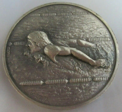 SWIMMING MEDAL LARGE 106g WHITE METAL MEDALLION