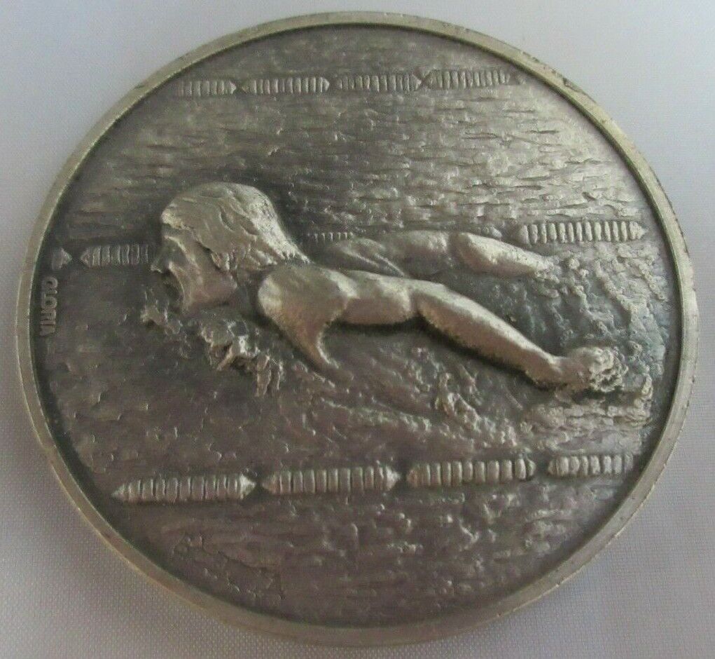SWIMMING MEDAL LARGE 106g WHITE METAL MEDALLION