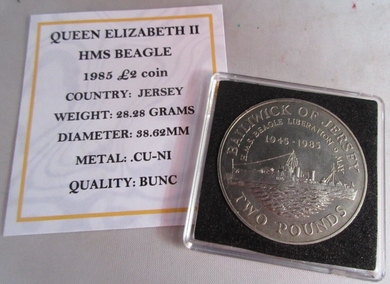 1945-1985 HMS BEAGLE LIBERATION BUNC BAILIWICK OF JERSEY £2 CROWN COIN