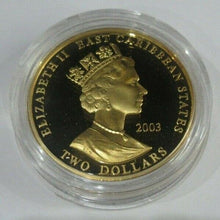 Load image into Gallery viewer, Richard I EAST CARIBBEAN STATES PIEDFORT G/PLATED 2003 2 DOLLAR COIN + COA
