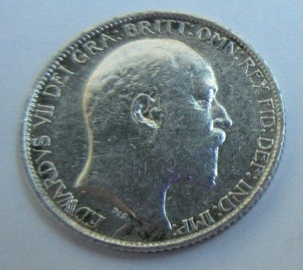 1906 KING EDWARD VII BARE HEAD SIXPENCE COIN .925 SILVER COIN SPINK 3983 IN FLIP