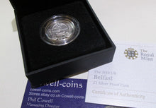 Load image into Gallery viewer, UK 2010 ROYAL MINT Capital Cities Belfast £1 One Pound SILVER Proof  BOX/COA
