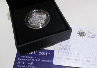 UK 2010 ROYAL MINT Capital Cities Belfast £1 One Pound SILVER Proof  BOX/COA